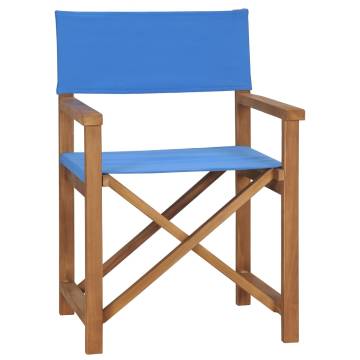 Director's Chair in Solid Teak Wood - Stylish Blue Design