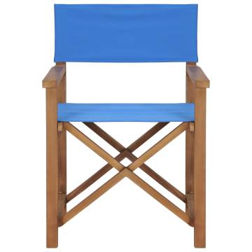 Director's Chair in Solid Teak Wood - Stylish Blue Design