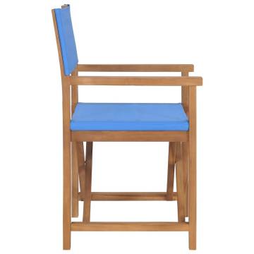 Director's Chair in Solid Teak Wood - Stylish Blue Design