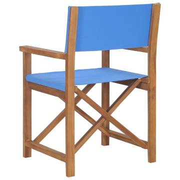 Director's Chair in Solid Teak Wood - Stylish Blue Design