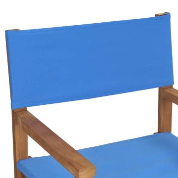 Director's Chair in Solid Teak Wood - Stylish Blue Design