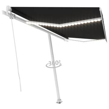 Manual Retractable Awning with LED 450x350 cm Anthracite