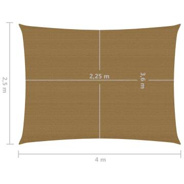 Sunshade Sail 160 g/m² Taupe 2.5x4 m - HDPE Sun Protection