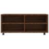 Stylish Brown Oak TV Cabinet with Castors - 90x35x35 cm