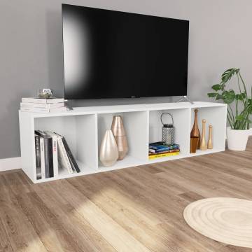 Stylish White Book & TV Cabinet - 36x30x143 cm