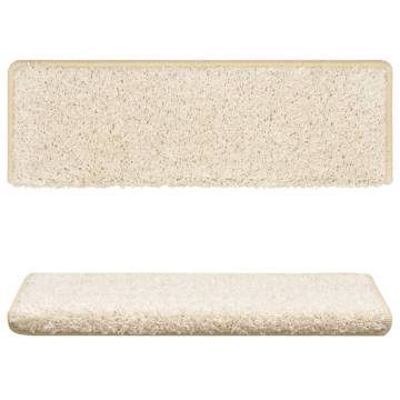 15 Pcs Carpet Stair Treads 65x21 cm - Non-Slip White Mats