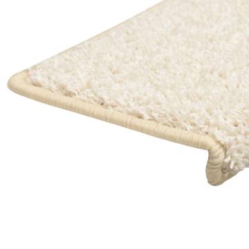 15 Pcs Carpet Stair Treads 65x21 cm - Non-Slip White Mats