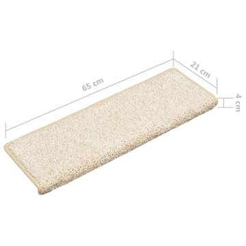 15 Pcs Carpet Stair Treads 65x21 cm - Non-Slip White Mats