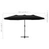 Outdoor Parasol with Aluminium Pole - 460x270 cm Black