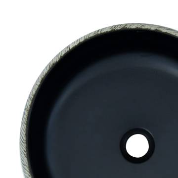 Stylish Ceramic Countertop Basin - Black & Grey 41x14 cm