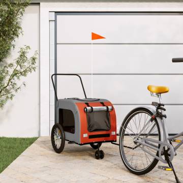 Pet Bike Trailer - Orange & Grey Oxford Fabric & Iron