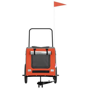 Pet Bike Trailer - Orange & Grey Oxford Fabric & Iron