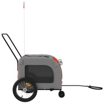 Pet Bike Trailer - Orange & Grey Oxford Fabric & Iron