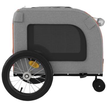 Pet Bike Trailer - Orange & Grey Oxford Fabric & Iron