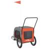 Pet Bike Trailer - Orange & Grey Oxford Fabric & Iron