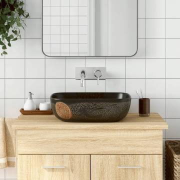 Black Rectangular Countertop Basin - 48x37.5 cm Ceramic