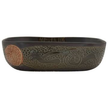 Black Rectangular Countertop Basin - 48x37.5 cm Ceramic