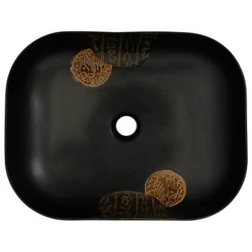 Black Rectangular Countertop Basin - 48x37.5 cm Ceramic