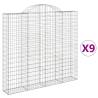 Arched Gabion Baskets 9 pcs 200x30x180/200 cm - Galvanised Iron