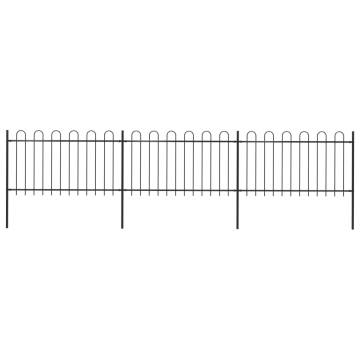 Elegant Garden Fence with Hoop Top Steel - 5.1x1m Black