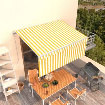 Manual Retractable Awning 3.5x2.5m Yellow & White - Hipomarket