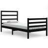 Stylish Black Solid Wood Pine Bed Frame 90x200 cm