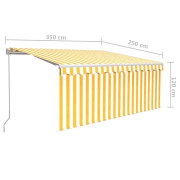 Manual Retractable Awning 3.5x2.5m Yellow & White - Hipomarket