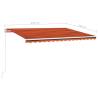 Manual Retractable Awning with LED - 450x300 cm Orange & Brown