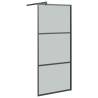 Walk-in Shower Wall with Shelf Black 90x195 cm - ESG Glass & Aluminium