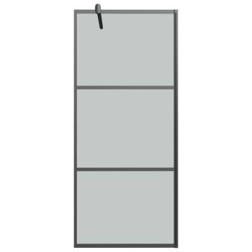 Walk-in Shower Wall with Shelf Black 90x195 cm - ESG Glass & Aluminium