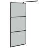 Walk-in Shower Wall with Shelf Black 90x195 cm - ESG Glass & Aluminium