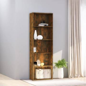 5-Tier Book Cabinet in Smoked Oak | Stylish Storage Solution