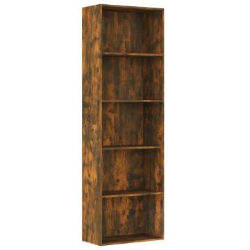 5-Tier Book Cabinet in Smoked Oak | Stylish Storage Solution