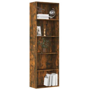 5-Tier Book Cabinet in Smoked Oak | Stylish Storage Solution