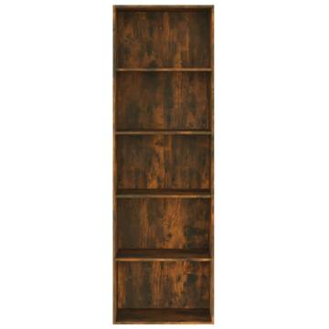 5-Tier Book Cabinet in Smoked Oak | Stylish Storage Solution