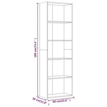 5-Tier Book Cabinet in Smoked Oak | Stylish Storage Solution