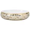 Countertop Basin White and Gold Oval Ceramic - Chic Design