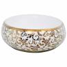 Countertop Basin White and Gold Oval Ceramic - Chic Design