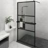 Walk-in Shower Wall with Shelf Black 115x195 cm ESG Glass&Aluminium Colour black Size 115 x 195 cm Model 