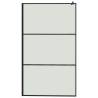 Modern Walk-in Shower Wall with Shelf - 115x195 cm Black