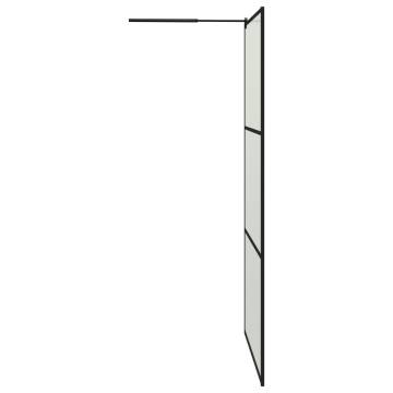 Modern Walk-in Shower Wall with Shelf - 115x195 cm Black