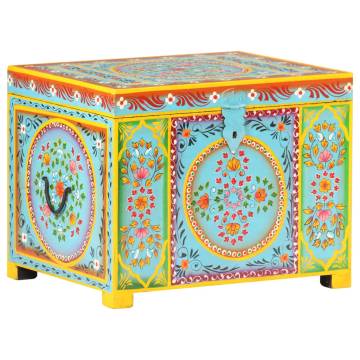 Hand Painted Storage Box - 50x40x40 cm Solid Mango Wood