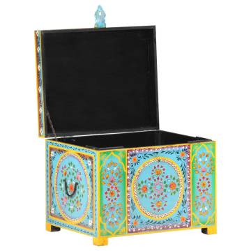 Hand Painted Storage Box - 50x40x40 cm Solid Mango Wood