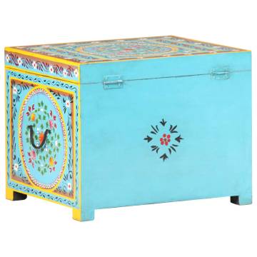 Hand Painted Storage Box - 50x40x40 cm Solid Mango Wood