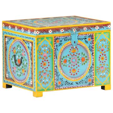 Hand Painted Storage Box - 50x40x40 cm Solid Mango Wood