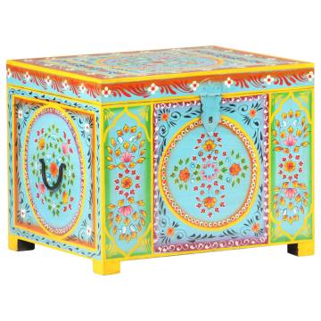 Hand Painted Storage Box - 50x40x40 cm Solid Mango Wood