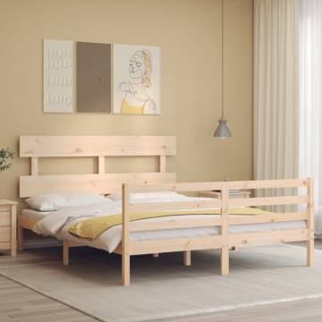 Solid Wood Bed Frame with Headboard 160x200 cm - HipoMarket