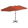 Outdoor Parasol with Aluminium Pole 460x270 cm Terracotta Colour terracotta 