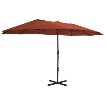 Terracotta Outdoor Parasol with Aluminium Pole | 460x270 cm