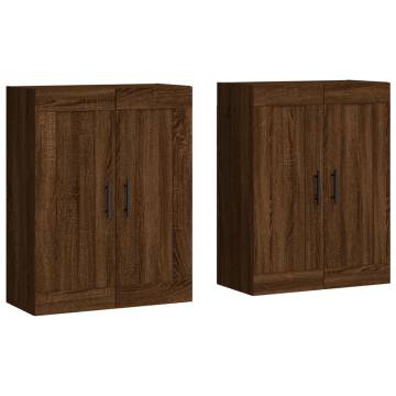 Elegant Brown Oak Wall Mounted Cabinets - 2 pcs | Hipo Market